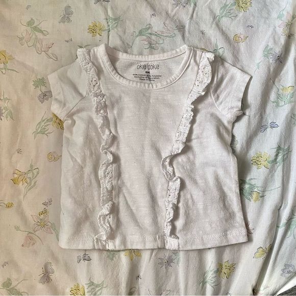 6 Month Carters Flamingo Leggings with White Ruffled Shirt Outfit Bundle - Picture 3 of 8